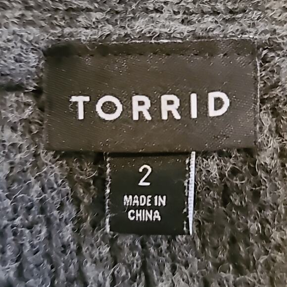 TORRID Gorgous Grey Long Duster Sweater Acrylic Wool Blend Size 18/20 - Picture 6 of 9